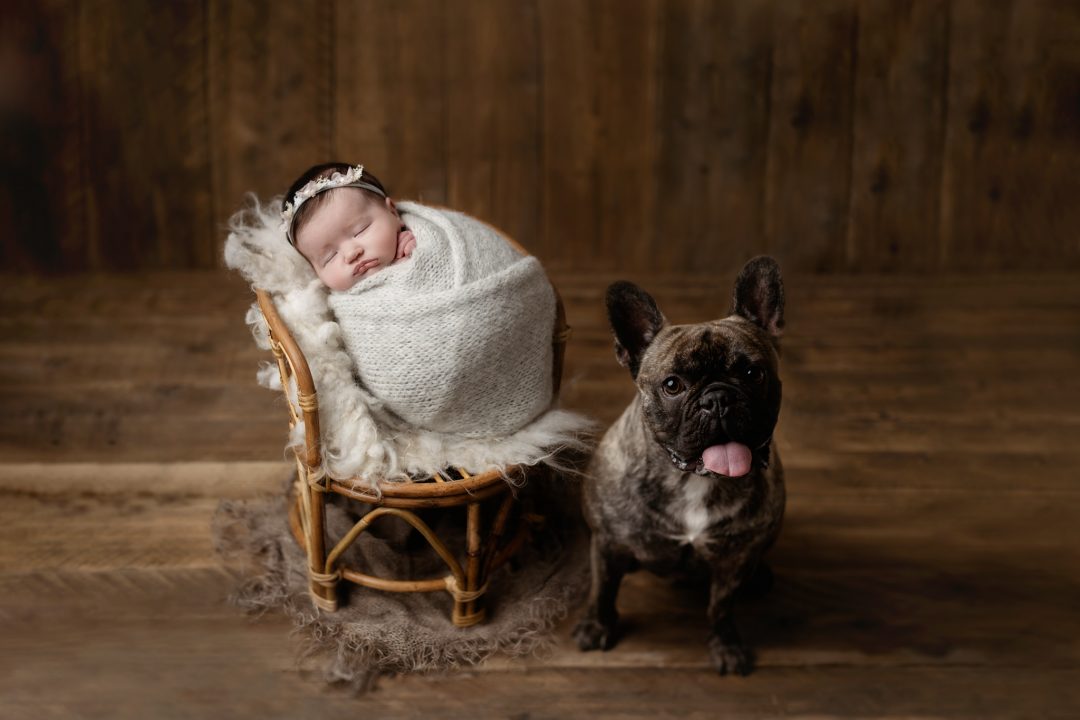 Newborn baby photographed at EvaGud Photography studio in Barking